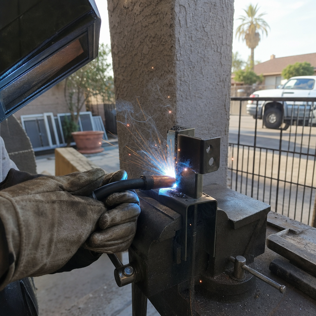 Welder performing gate parts and welding on metal structure in Las Vegas, NV